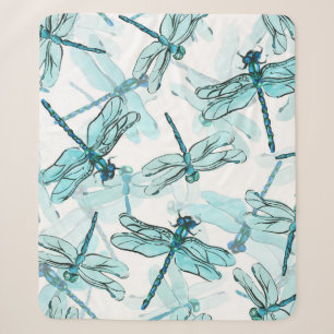 Elegant Dragonflies: Watercolor Wonder Sherpa Blanket