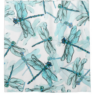 Elegant Dragonflies: Watercolor Wonder Shower Curtain
