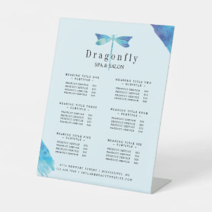 Elegant Dragonfly Logo Blue & Aqua Watercolor Pedestal Sign