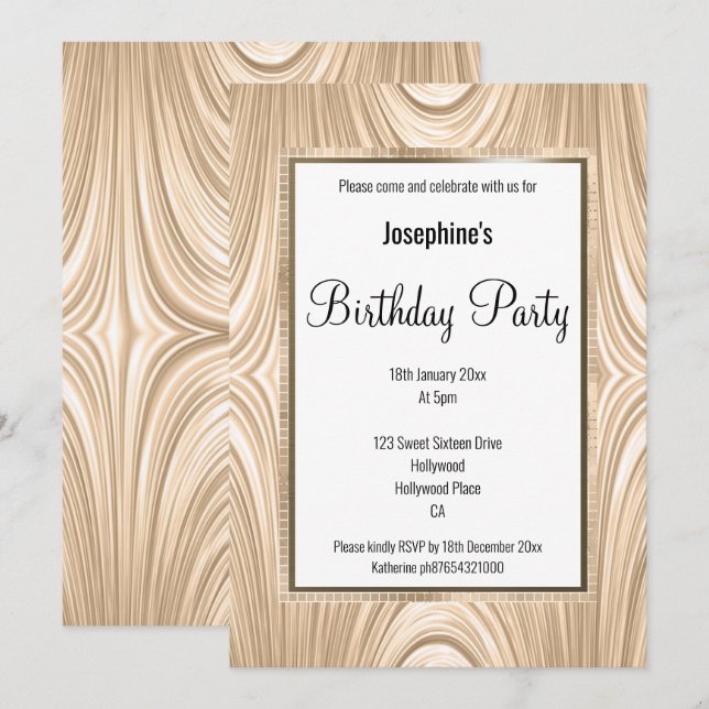 ELEGANT DRAPED SATIN BIRTHDAY INVITATION (Front/Back)