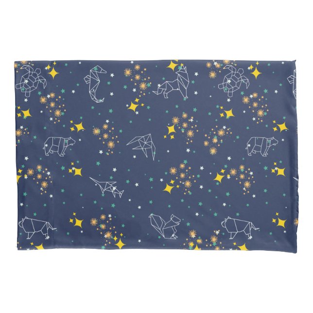 Elegant drawing animals blue sky pattern kids pillowcase (Front)
