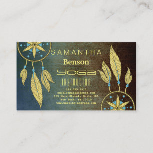 Elegant  Dream Catcher Feathers Yoga Instructor Business Card