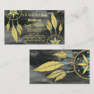 Elegant  Dream Catcher Feathers Yoga Instructor Business Card