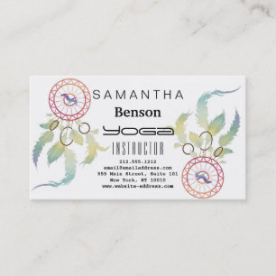 Elegant  Dream Catcher Feathers Yoga Instructor Business Card