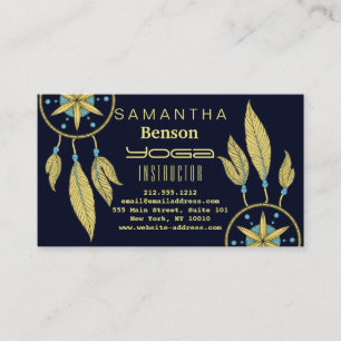 Elegant  Dream Catcher Feathers Yoga Instructor Business Card
