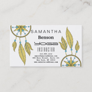 Elegant Dream Catcher Feathers Yoga Instructor Business Card