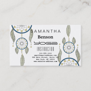 Elegant  Dream Catcher Feathers Yoga Instructor Business Card