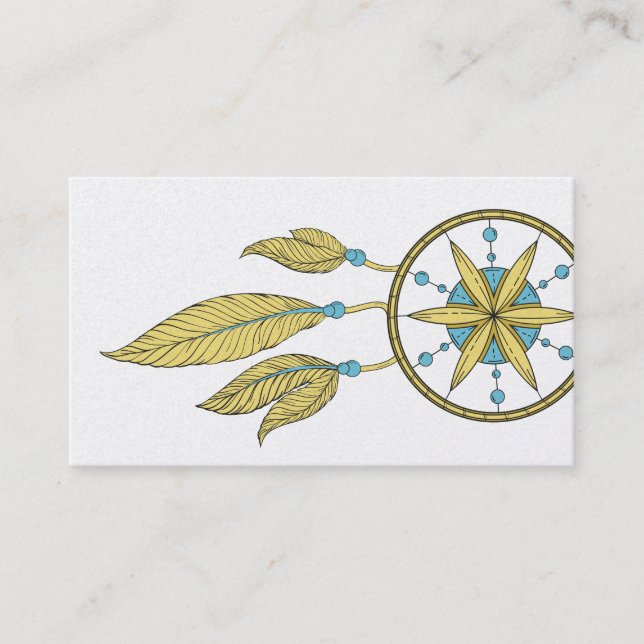 Elegant  Dream Catcher Feathers Yoga Instructor Business Card (Front)