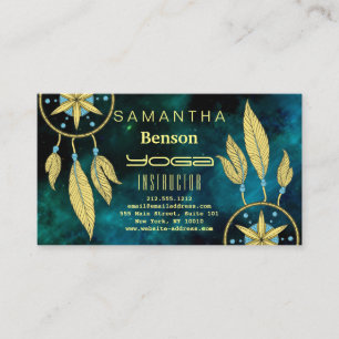 Elegant  Dream Catcher Feathers Yoga Instructor Business Card