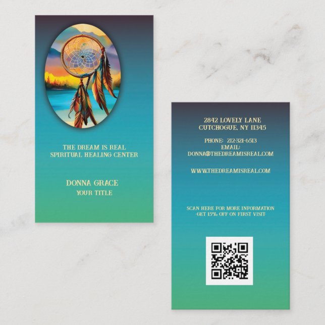 Elegant Dream Catcher Spiritual Healing Business Card (Front/Back)