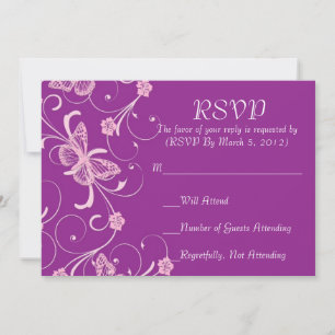Elegant Dream Purple Butterfly RSVP card