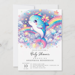 Elegant Dreamy Dolphin Baby Shower  Invitation