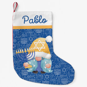 Elegant Dreidel Candles Hanukkah Blue Judiasm Star Small Christmas Stocking