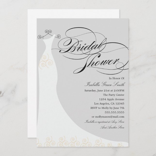 Elegant Dress | Choose Your Own Background Colour Invitation (Front/Back)