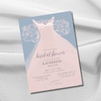 Elegant Dress Ruffles Pink Blue Chic Bridal Shower