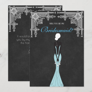 Elegant Dress Will You Be My Bridesmaid Invitation