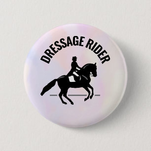 Elegant Dressage Rider on a Watercolor Background 6 Cm Round Badge
