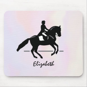 Elegant Dressage Rider on a Watercolor Background Mouse Pad