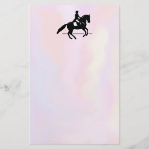 Elegant Dressage Rider on a Watercolor Background Stationery
