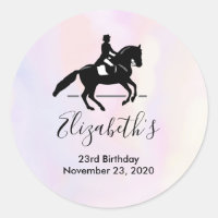 Elegant Dressage Rider on Watercolor Save the Date