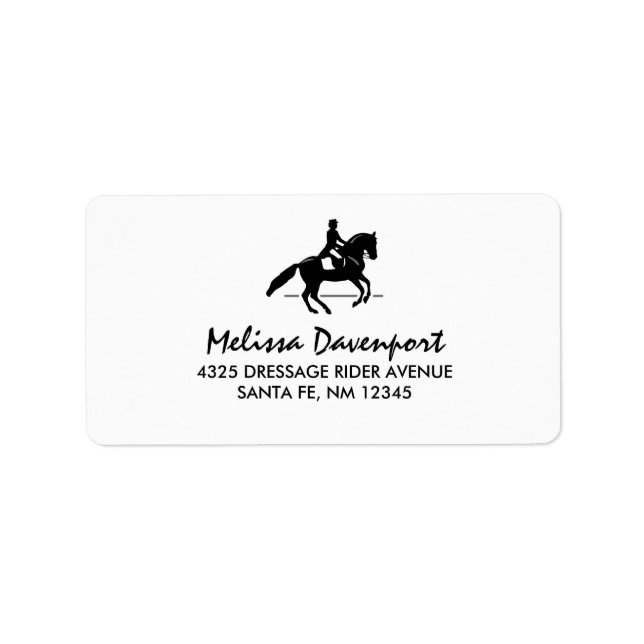 Elegant Dressage Rider Performing a Pirouette Label (Front)