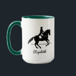 Elegant Dressage Rider Performing a Pirouette Mug<br><div class="desc">Coffee mug with a black and white illustration of a dressage rider in formal attire. The horse and rider are performing a beautiful pirouette. An elegant classic dressage movement.</div>