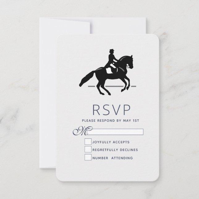 Elegant Dressage Rider Performing a Pirouette RSVP Card (Front)