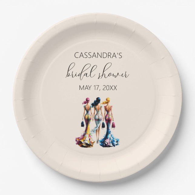 Elegant Dressing Girls Bridal Shower Paper Plate (Front)