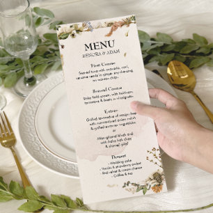 Elegant Dried Floral Wreath Wedding Menu