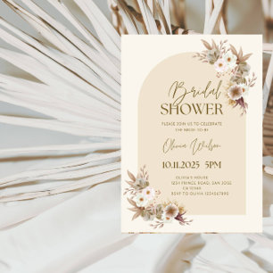 Elegant Dried Flowers Bridal Shower Party Invitation
