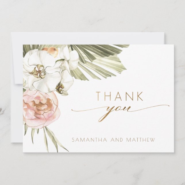 Elegant Dried Palm Leaves Floral Thank You Wedding (Front)