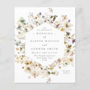 Elegant Dried Wildflower Pampas Floral Wedding Inv Flyer