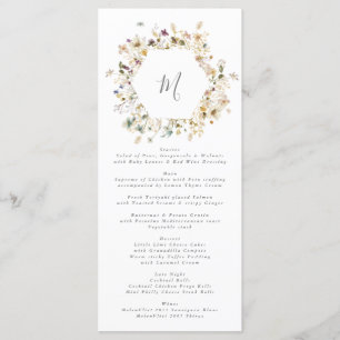 Elegant Dried Wildflower Pampas Floral Wedding Menu