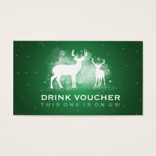 Elegant Drink Voucher Winter Deer Sparkle Green