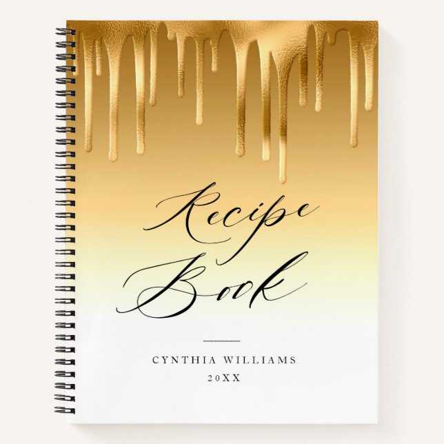 elegant dripping gold foil Recipe Book (Front)