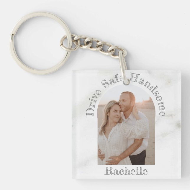 Elegant Drive Safe Gift To Husband Boyfriend Photo Key Ring (Front)