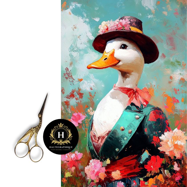 Elegant Duck in Floral Hat Decoupage Tissue Paper (Creator Uploaded)