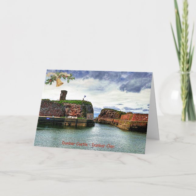 Elegant Dunbar Castle–Clan Dunbar Christmas Holiday Card (Front)