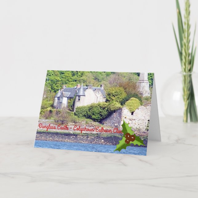 Elegant Dunglass Castle  – Scottish Colquhoun Clan Holiday Card (Front)