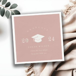 Elegant Dusky Blush Pink Minimal Simple Graduation Napkin