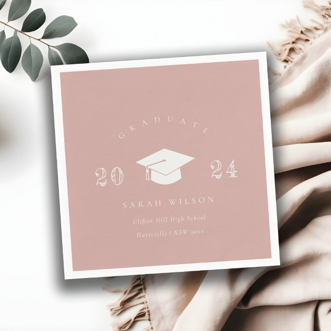 Elegant Dusky Blush Pink Minimal Simple Graduation Napkin (Creator Uploaded)