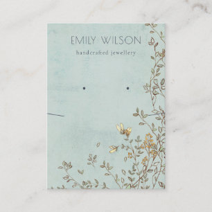 Elegant Dusky Floral Aqua Earring Necklace Display Business Card