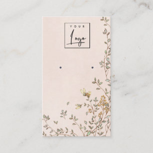 Elegant Dusky Floral Blush Logo Earring Display Business Card