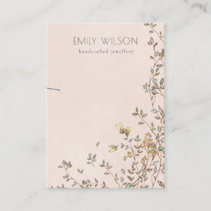 Elegant Dusky Floral Vine Blush Necklace Display Business Card