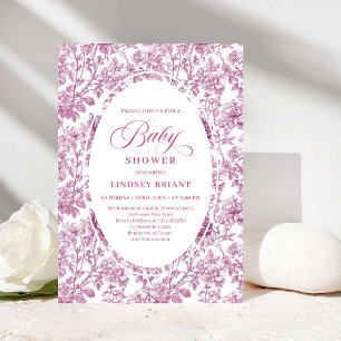 Elegant Dusky Pink Rose Gold Baby Shower Invite