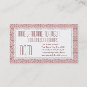 Elegant Dusky Rose Pink Damask Feminine Business Card