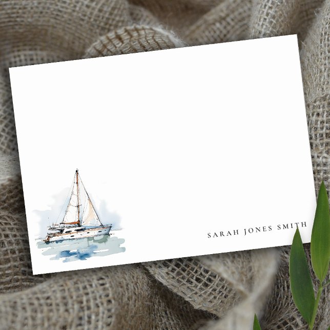 Elegant Dusky Sailboat Yacht Seascape Wedding  Card (Creator Uploaded)