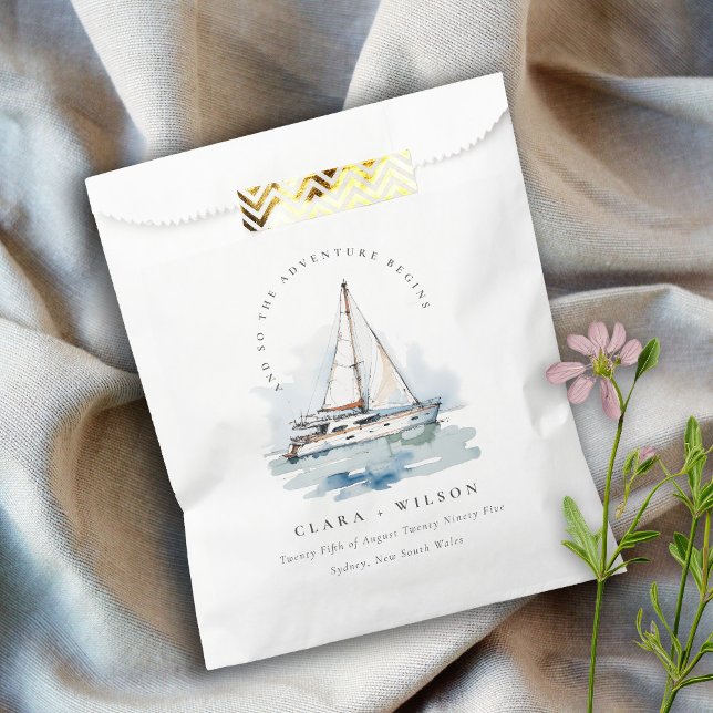Elegant Dusky Sailboat Yacht Seascape Wedding  Favour Bag (Creator Uploaded)