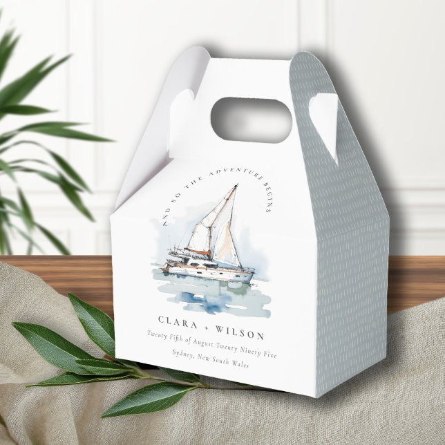 Elegant Dusky Sailboat Yacht Seascape Wedding  Favour Box (Creator Uploaded)