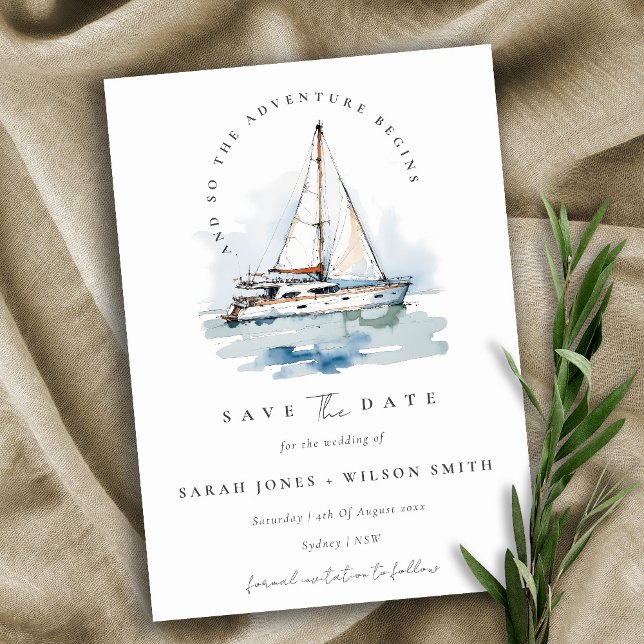Elegant Dusky Sailboat Yacht Seascape Wedding  Save The Date (Creator Uploaded)